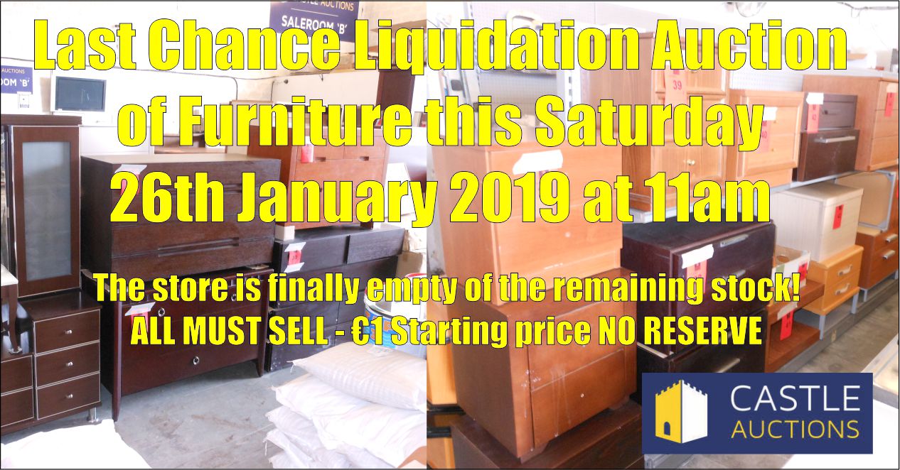 LAST CHANCE FURNITURE LIQUIDATION AUCTION! €1 START NO RESERVE – LIMASSOL 26.01.2019 – ALL MUST SELL!